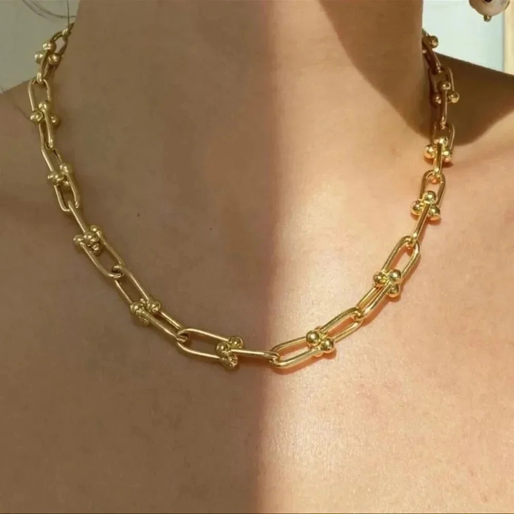 Hardware Gold Graduated Link STAINLESS STEEL Waterproof Necklace
